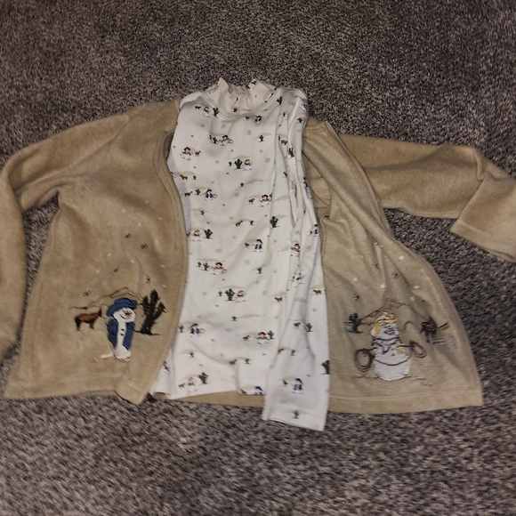 Cowboy Snowmen Fleece Cardigan & Turtleneck Set - Picture 5 of 5
